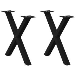Pieds de table basse forme de X 2 pcs noir 38x(42-43) cm acier alsavelo