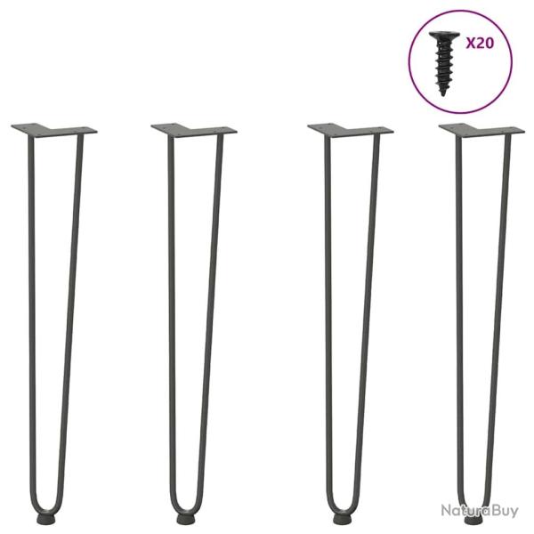 Pieds de table en forme d'�pingle � cheveux 4 pcs anthracite