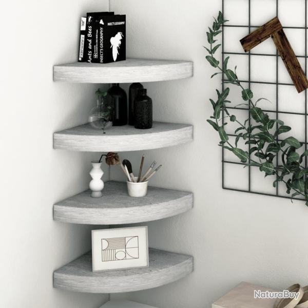 �tag�res d'angle murales 4 pcs Gris b�ton 25x25x3,8 cm MDF