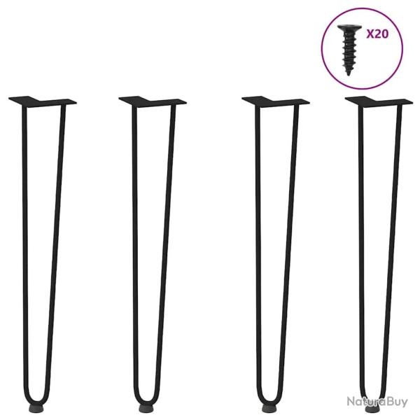 Pieds de table en forme d'�pingle � cheveux 4 pcs noir 72 cm