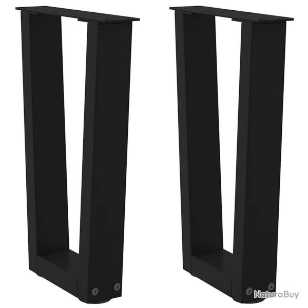 Pieds de table � manger forme de V 2 pcs noir 38x(42-43,3) cm