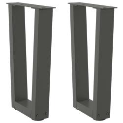 Pieds de table &agrave; manger en forme de V 2 pcs anthracite acier alsavelo