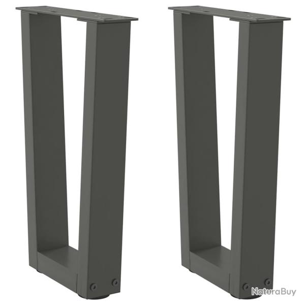 Pieds de table � manger en forme de V 2 pcs anthracite acier