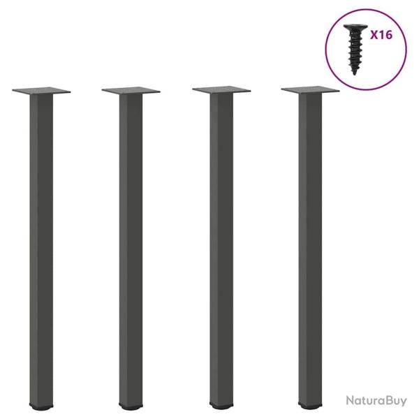 Pieds de table basse 4 pcs anthracite 72-74 cm acier alsavelo