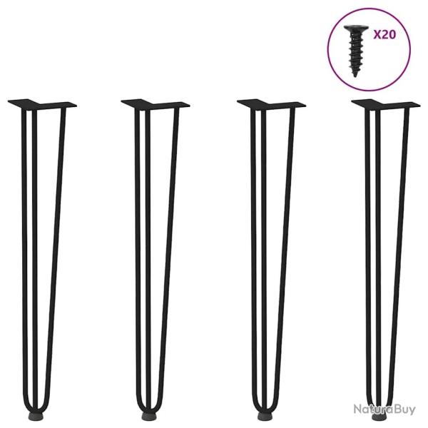Pieds de table en forme d'�pingle � cheveux 4 pcs noir 72 cm