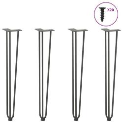 Pieds de table en forme d'&eacute;pingle &agrave; cheveux 4 pcs anthracite alsavelo