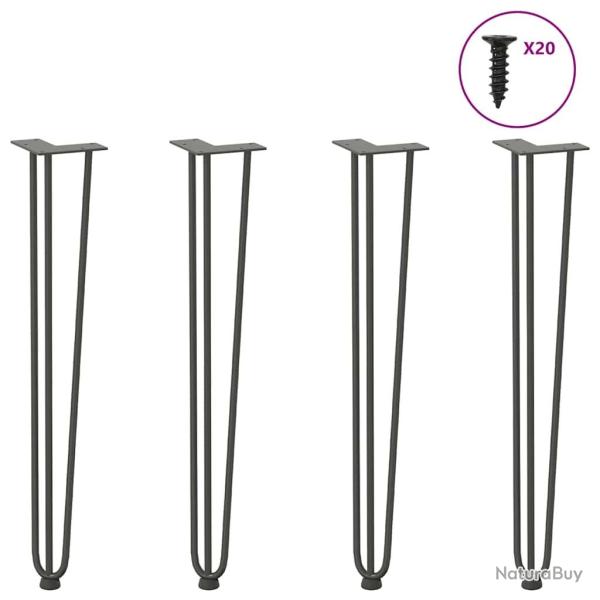 Pieds de table en forme d'�pingle � cheveux 4 pcs anthracite