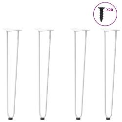 Pieds de table en forme d'&eacute;pingle &agrave; cheveux 4 pcs blanc 72 cm alsavelo