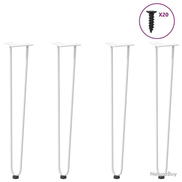 Pieds de table en forme d'�pingle � cheveux 4 pcs blanc 72 cm