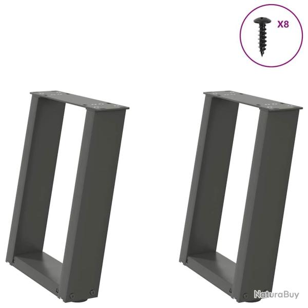 Pieds de table basse forme de U 2 pcs anthracite 28x(42-43) cm