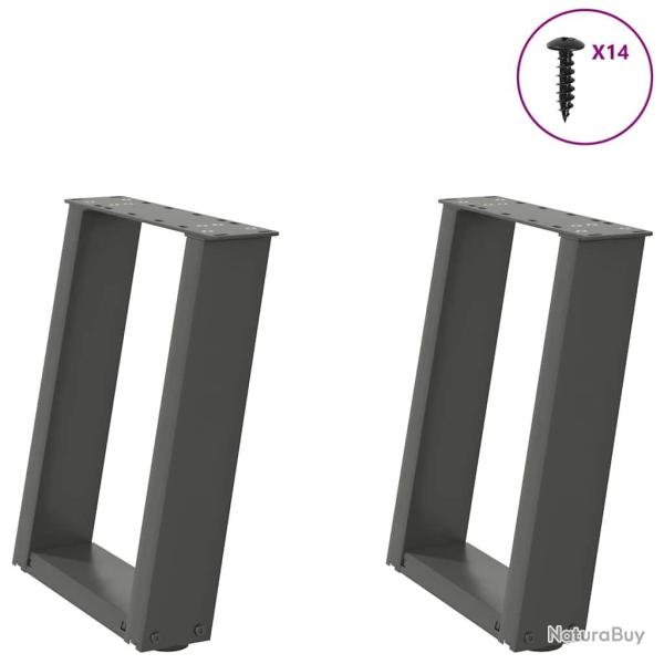 Pieds de table basse forme de U 2 pcs anthracite 38x(42-43) cm
