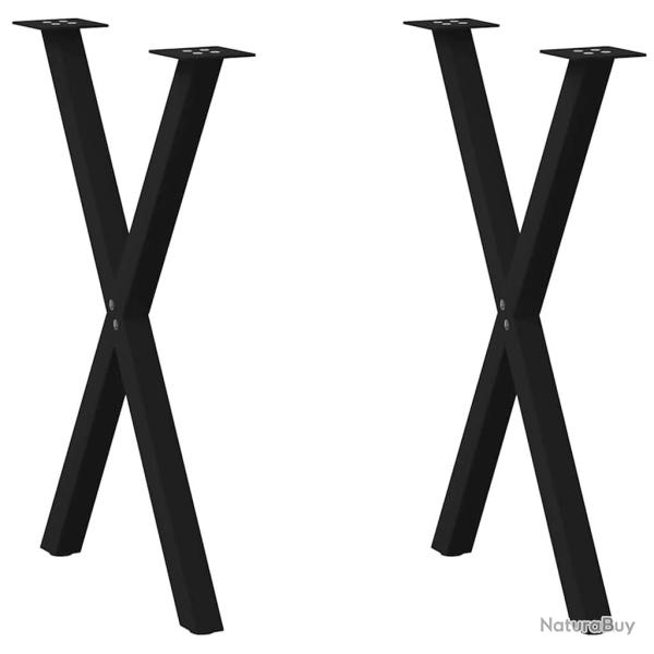 Pieds de table � manger forme de X 2 pcs noir 57x(72-73) cm