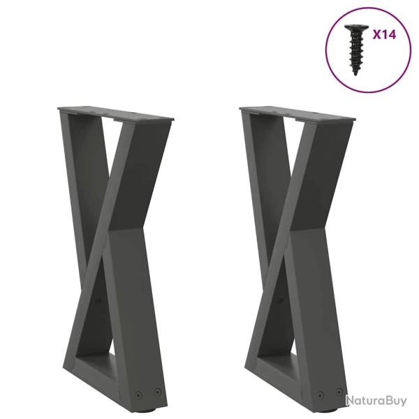Pieds de table basse 2 pcs anthracite 38x(42-43,3) cm