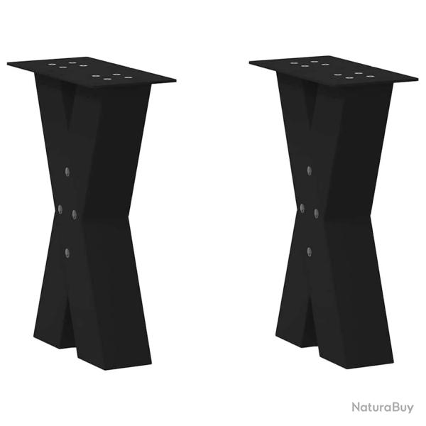Pieds de table basse forme de X 2 pcs noir 38x(42-43) cm acier