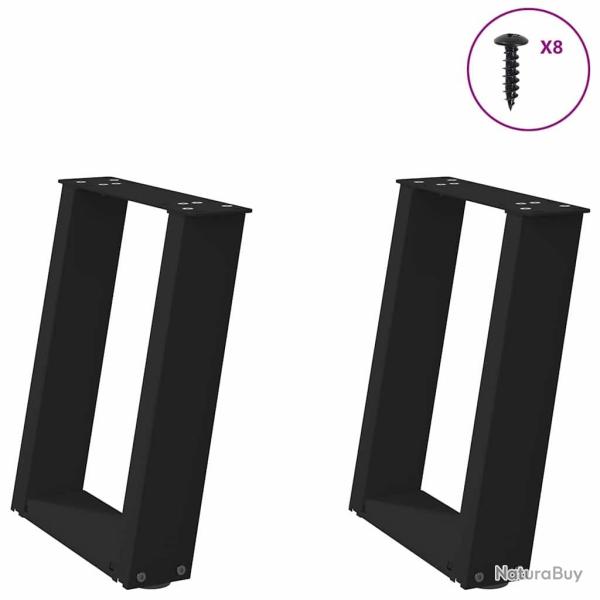 Pieds de table basse forme de U 2 pcs noir 28x(42-43) cm acier
