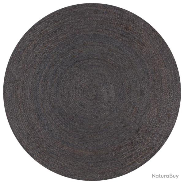 Tapis fait � la main Jute Rond 150 cm Gris fonc�