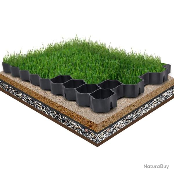 Grilles d'herbe 16 pcs noir 60x40x3 cm plastique