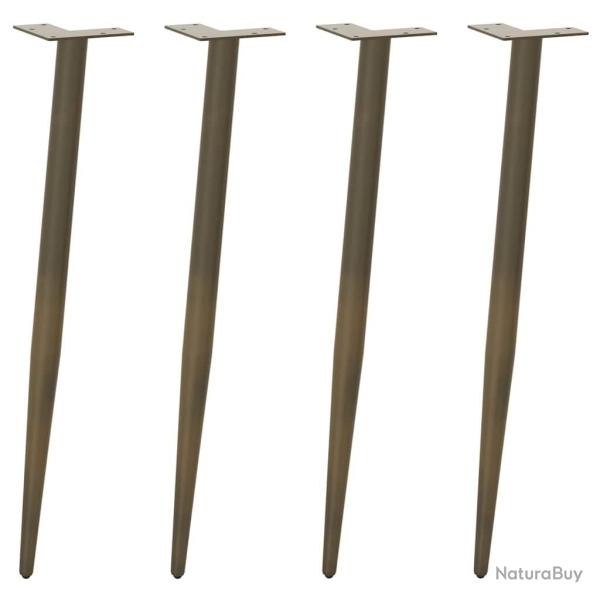 Pieds de table basse forme conique 4 pcs acier naturel 72-73 cm