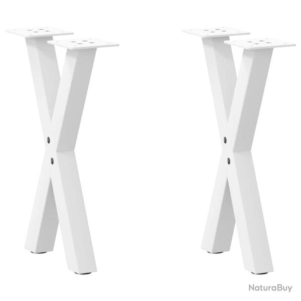 Pieds de table basse forme de X 2 pcs blanc 28x(42-43) cm acier