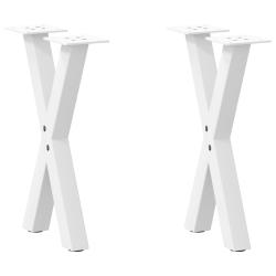 Pieds de table basse forme de X 2 pcs blanc 38x(42-43) cm acier