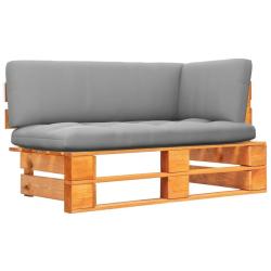 Canap&eacute; d'angle palette de jardin marron miel bois pin impr&eacute;gn&eacute;