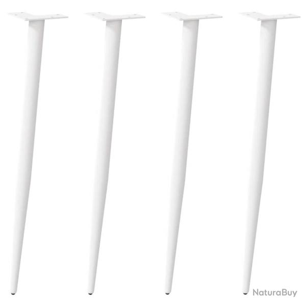 Pieds de table basse forme conique 4 pcs blanc 72-73 cm acier
