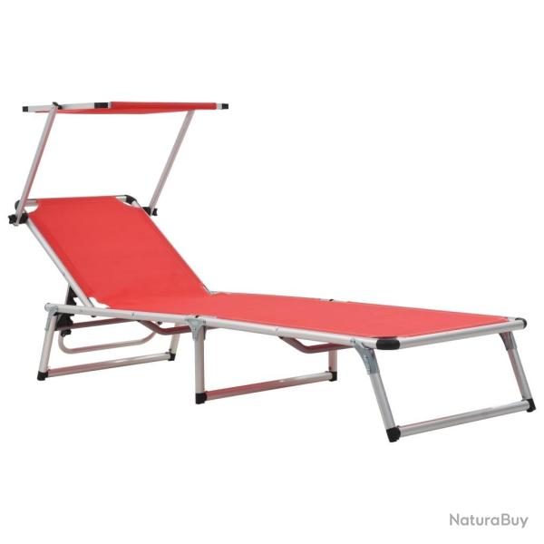 Chaise longue pliable avec toit aluminium et textil�ne rouge
