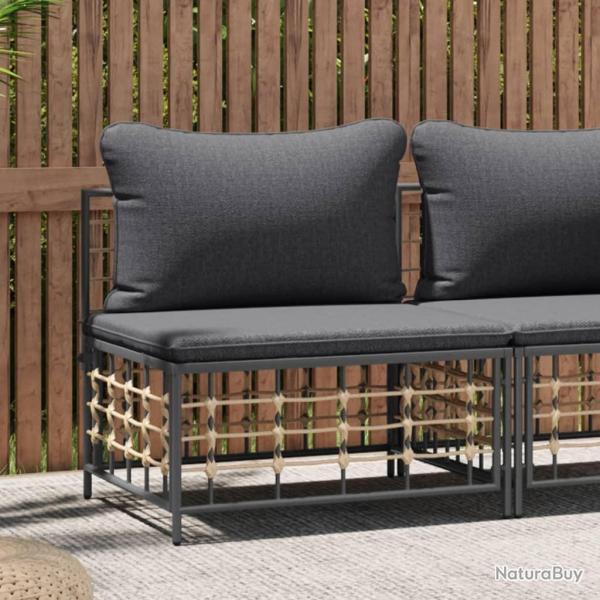 Canap� central de jardin avec coussin gris fonc� r�sine tress�e