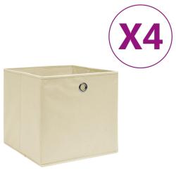 Bo&icirc;tes de rangement 4 pcs Tissu intiss&eacute; 28x28x28 cm Cr&egrave;me