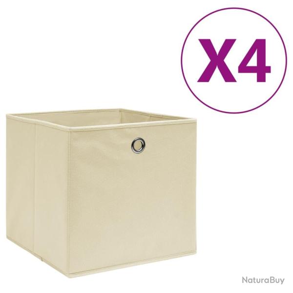 Bo�tes de rangement 4 pcs Tissu intiss� 28x28x28 cm Cr�me