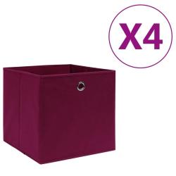 Bo&icirc;tes de rangement 4 pcs Tissu intiss&eacute; 28x28x28 cm Rouge fonc&eacute;