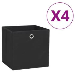 Bo&icirc;tes de rangement 4 pcs Tissu intiss&eacute; 28x28x28 cm Noir