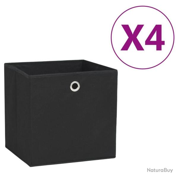 Bo�tes de rangement 4 pcs Tissu intiss� 28x28x28 cm Noir