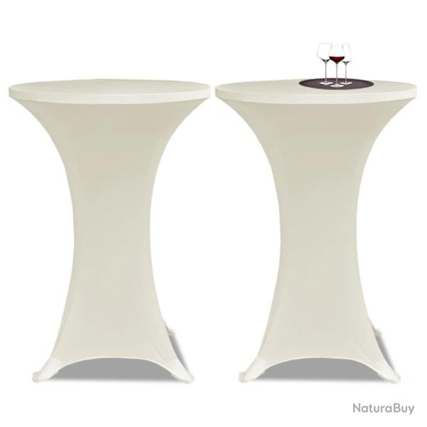 Housse de table � 70 cm Cr�me extensible 2 pcs