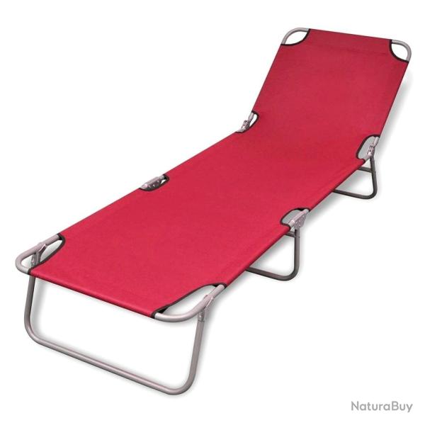 Chaise longue pliable acier enduit de poudre rouge
