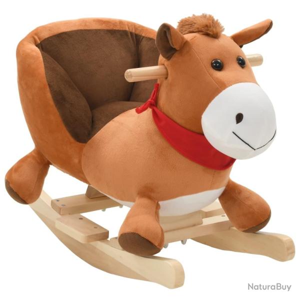 Cheval � bascule avec dossier Peluche 60x32x50 cm Marron