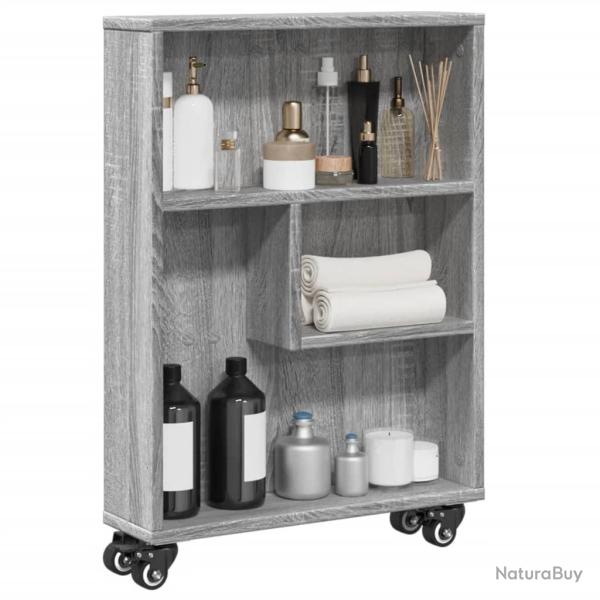 Chariot de rangement �troit sonoma gris bois d'ing�nierie