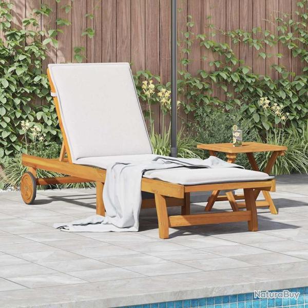 Chaise longue avec table bois massif d'acacia