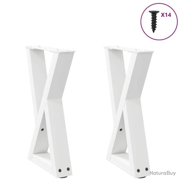 Pieds de table basse 2 pcs blanc 28x(42-43,3) cm acier