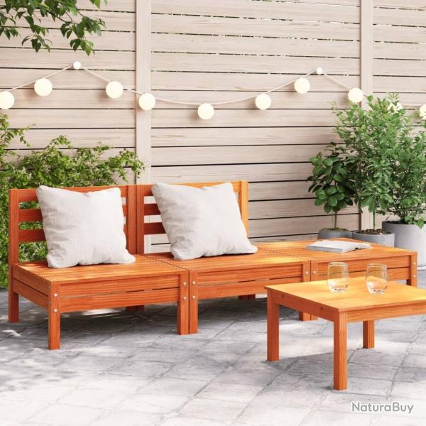 Canap� de jardin 3 places cire marron bois de pin massif