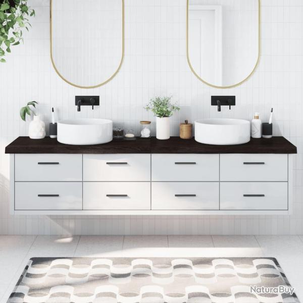 Comptoir de salle de bain marron fonc� bois massif trait�