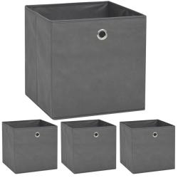 Bo&icirc;te de rangement 4 pcs Tissu non-tiss&eacute; 32x32x32 cm Gris