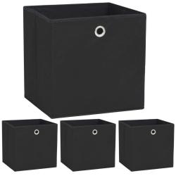 Bo&icirc;te de rangement 4 pcs Tissu non-tiss&eacute; 32x32x32 cm Noir