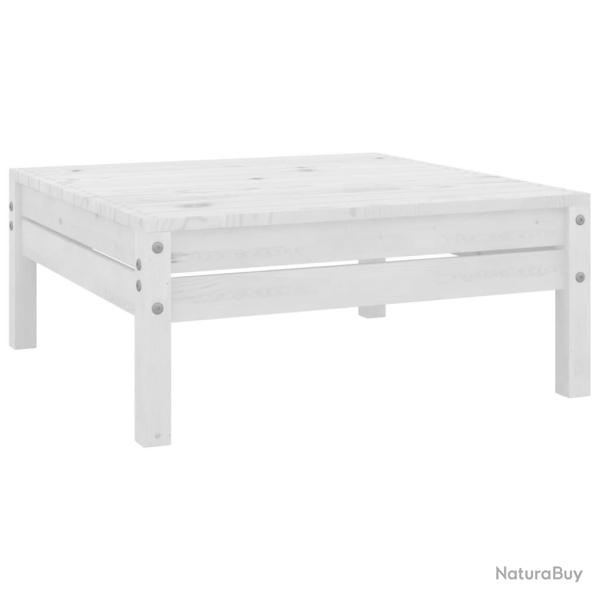 Repose-pied de jardin blanc bois de pin massif