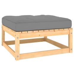 Repose-pied de jardin avec coussin Pin massif