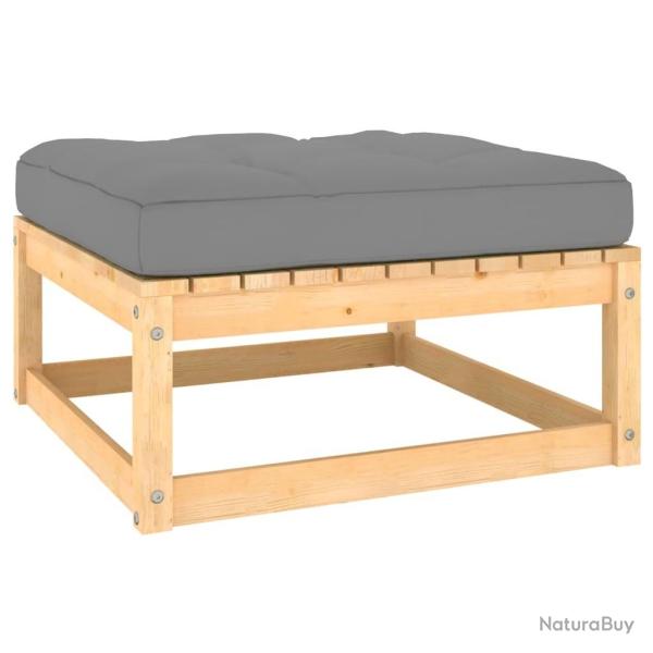 Repose-pied de jardin avec coussin Pin massif
