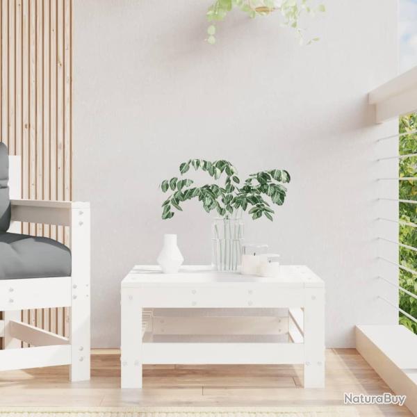 Repose-pied de jardin blanc bois de pin massif