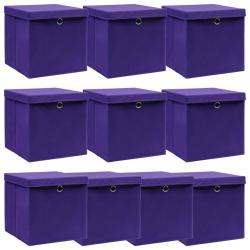 Bo&icirc;tes de rangement et couvercles 10pcs Violet 32x32x32cm Tissu
