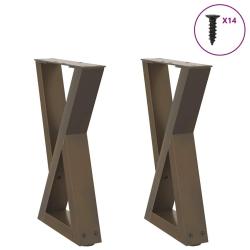 Pieds de table basse 2pcs acier naturel 38x(42-43,3)cm