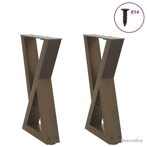 Pieds de table basse 2pcs acier naturel 38x(42-43,3)cm